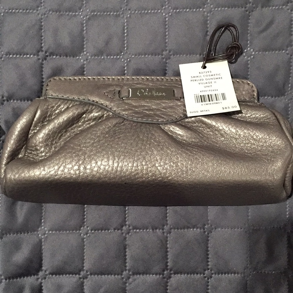 NWT Cole Haan Gunmetal cosmetic bag/clutch